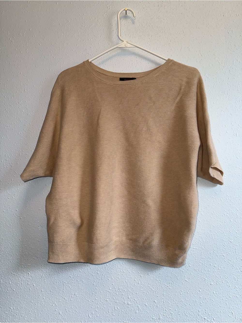 Quince Tan Short-Sleeve Crewneck Sweater